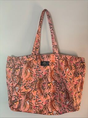 Wouf Made in Spain Recycled floral tiger tote coral peach orange